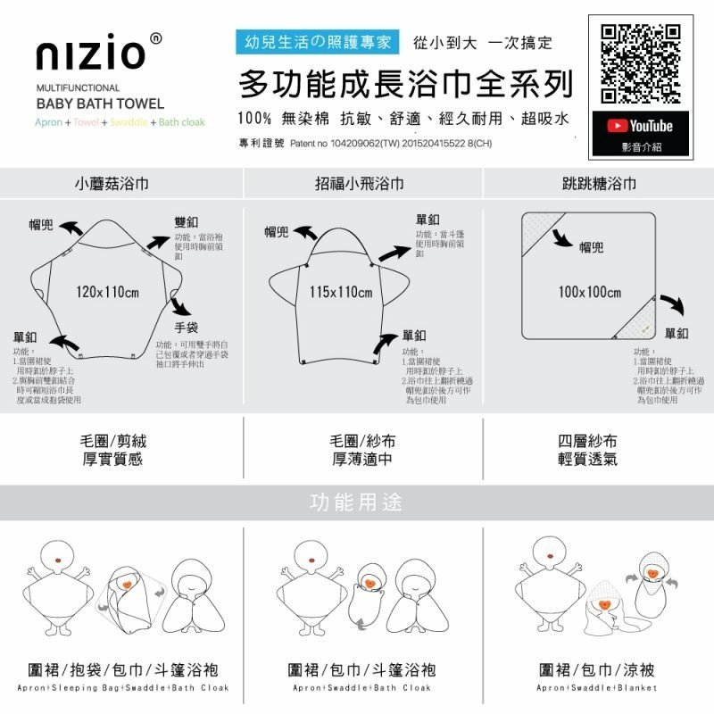 育兒用品開箱|Nizio招福小飛成長浴巾 帽兜斗篷浴巾 嬰兒浴巾推薦9A.jpg